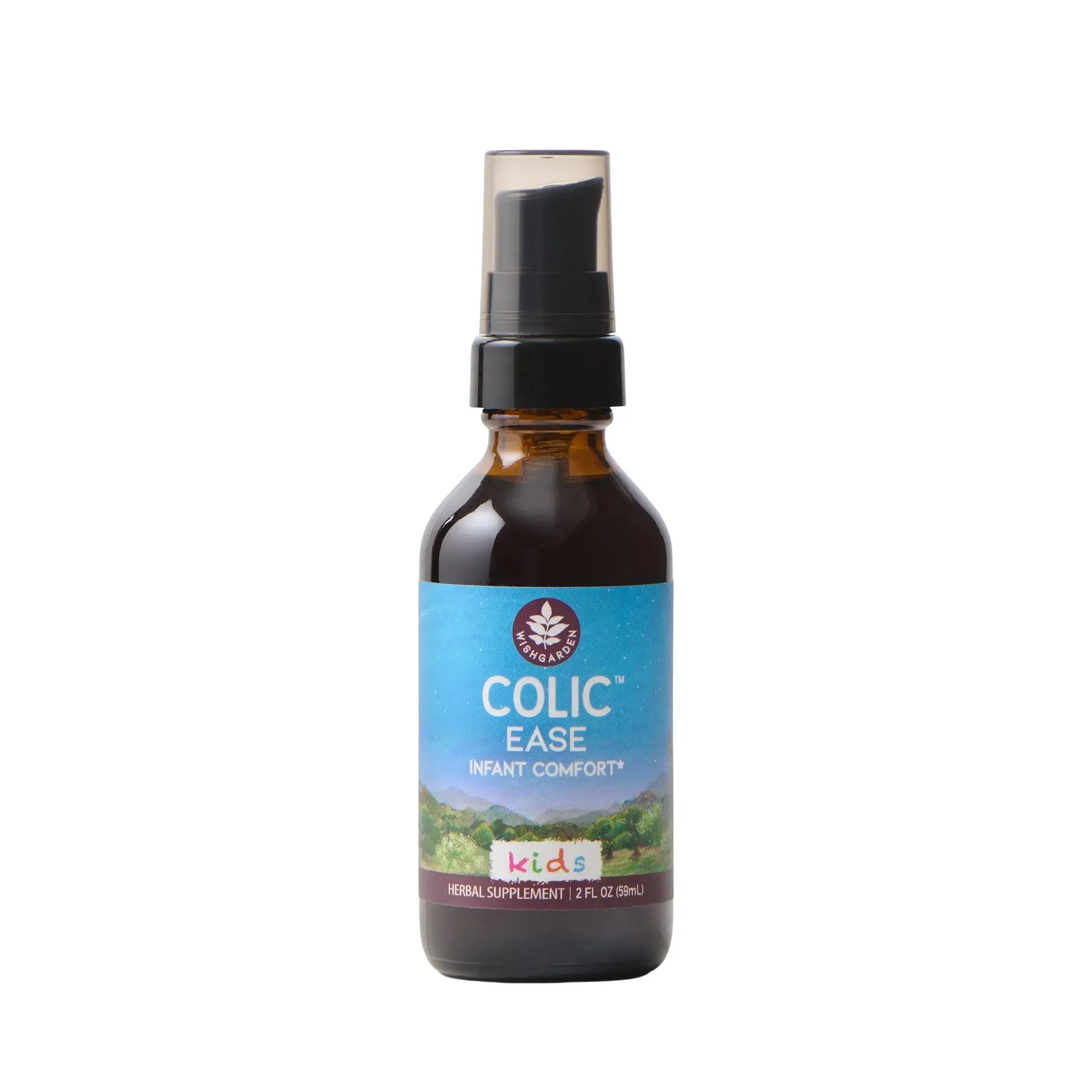 WishGarden Colic Ease Infant Comfort Herbal Supplement for Newborns - Soothes Gas Discomforts & Supports Healthy GI Track - Gluten-Free & Vegan - 2oz Pump Top Bottle
