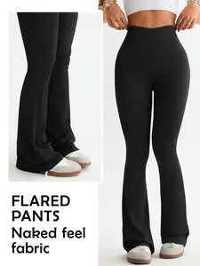Women's High Waist Flared Pants, Long Comfortable Stretchy Design for Gym & Daily Wear, All Seasons Activewear, Flared Yoga Bottoms