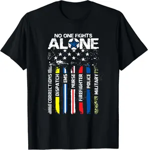 [100% Cotton] First Responders American Thin Line Police Fire Military EMS T-Shirt streetwear dtf printing