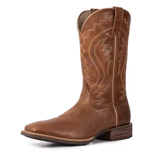 【Genuine Leather】Palitutu Cowboy Boots for Men Square Toe Western boots Wide Calf Cowboy Boots Pull On Embroidered Full Grain Leather PLT103605