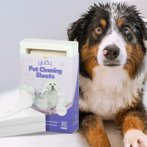 Pet Cleaning Sheets Shampoo Sheets, Fast Dissove and Dense Foamy Liquidles Pet Supplies, for Pet Clothing and Toys Washing, for Dog and Cat Bath, Up to 30 Washes Grooming Removal