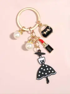 Cute Retro Lipstick Bag Keychain, Stylish Purse Charm, Backpack Accessory for Women and Girls, Bag Pendant Keychain