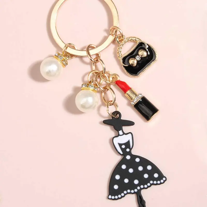 Cute Retro Lipstick Bag Fashionable Alloy Keychain, Stylish Purse Charm, Backpack Accessory for Women and Girls, Bag Pendant Keychain, Keychains Cute