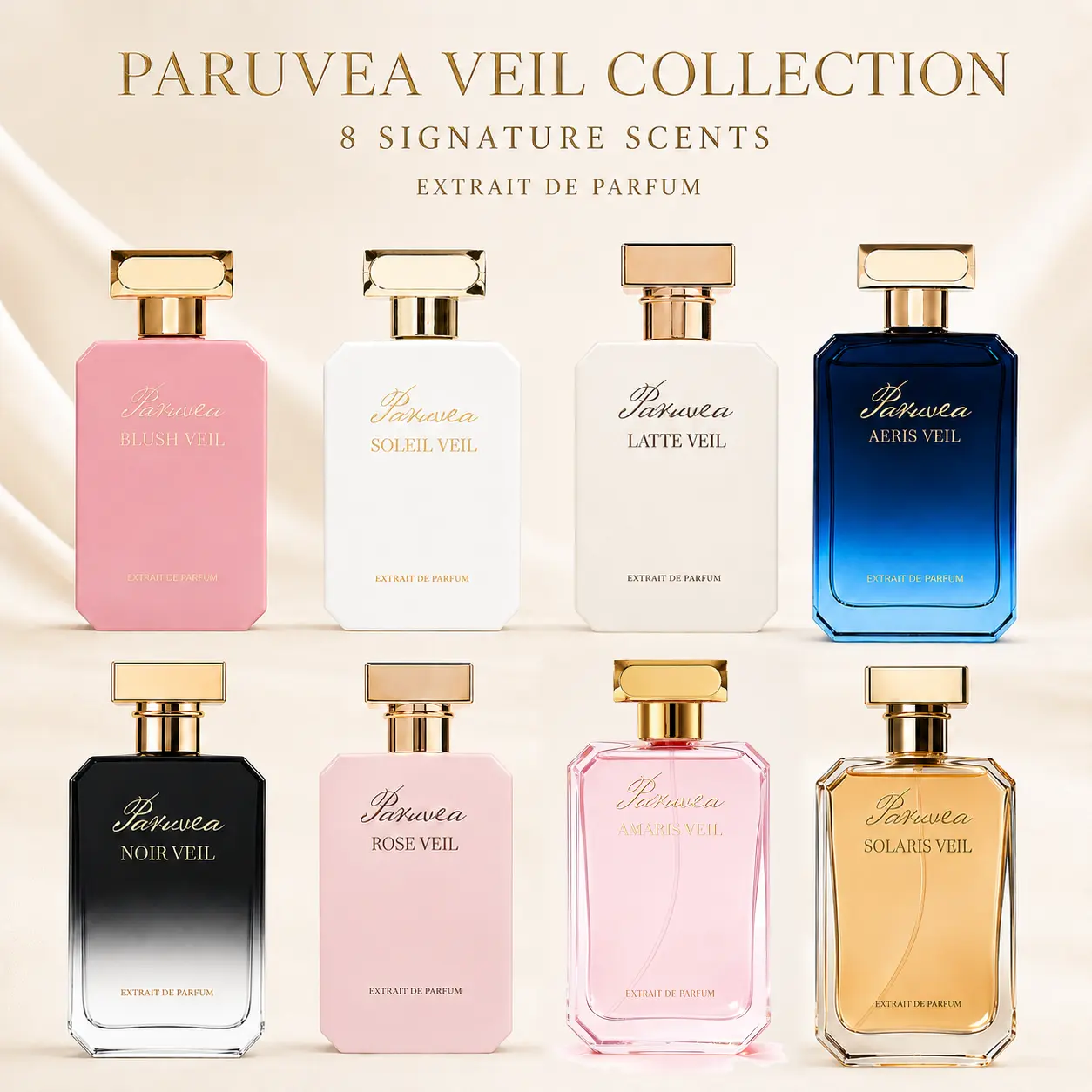 Paruvea Veil Collection 100 ml Extrait de Parfum Single Item - 8 Signature Scents, Long-Lasting Luxury Liquid Fragrance for Adults, Vanilla Floral Amber Honey Gourmand Perfume