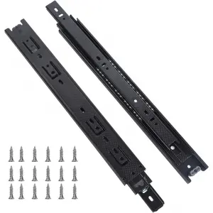 2 count 14 Inch Full Extension Ball Bearing Drawer Slides Heavy Duty Side Mount Cabinet Rails Tool Box, Keyboard Glides Rails Rack, Black