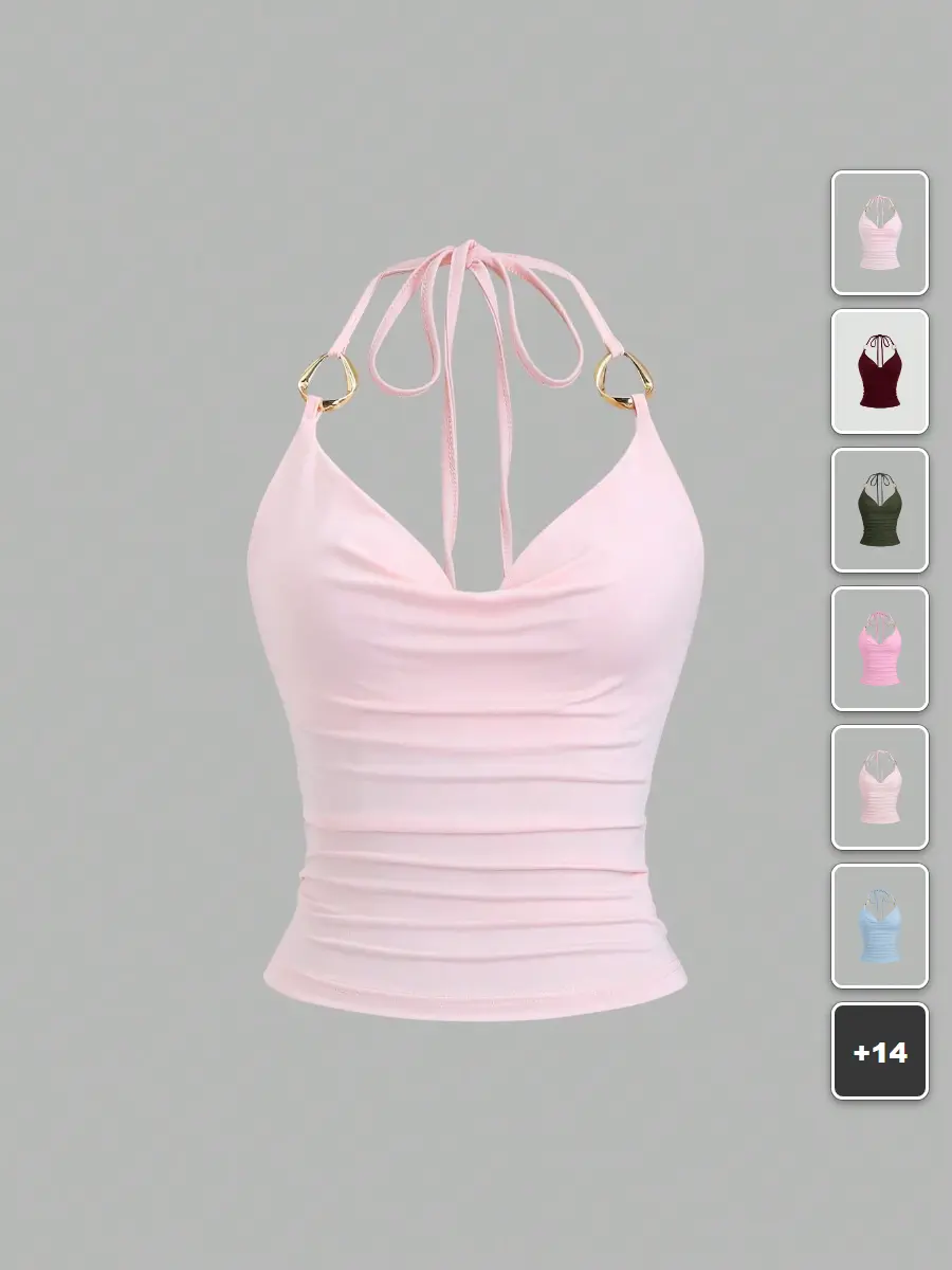 Halter Tank Top Y2K Metal Ring Tie Strap Going Out Summer Outfit