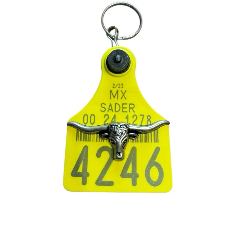 Cattle Tag Keychain Arete de Vaca Llavero con Concho