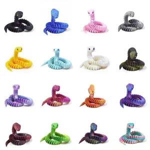 3D Printed Snake Joint Movable Model Figure Toy, Desktop Ornament Decoration, Animal Model Birthday Holiday Gift, Decor Figurine, Cute Snake Design Room Decor, Home Ornament, Home Decor Ornaments