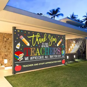 [Teacher Backdrop] Teacher Appreciation Week Backdrop Banner | School Classroom Decorations, Thank You Teachers Office Background Decoration
