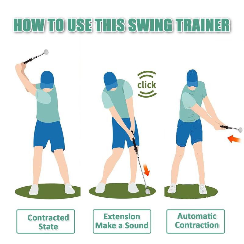 Arttodo Telescopic club, Retractable Golf Swing Training Aid, Click Sound Stick Trainer,  Golf Warm Up, Grip, Strength, Tempo Training Aids, Golf Gift