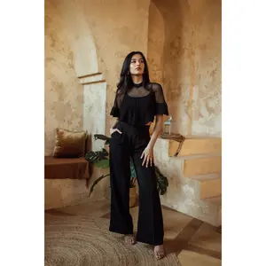 Kai Black Pant Set with Cape Dupatta