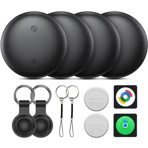 Air Tracker Tags for Android or iOS, Dual System Air Smart Tags-4 Pack, Compatibility with iOS Find My or Google'S Find Hub App, IP66 Weatherproof Bluetooth Tracker Tag with keychain accessories Item Finder for Cars,Keys,Luggages,Backpacks,Wallets& Pets