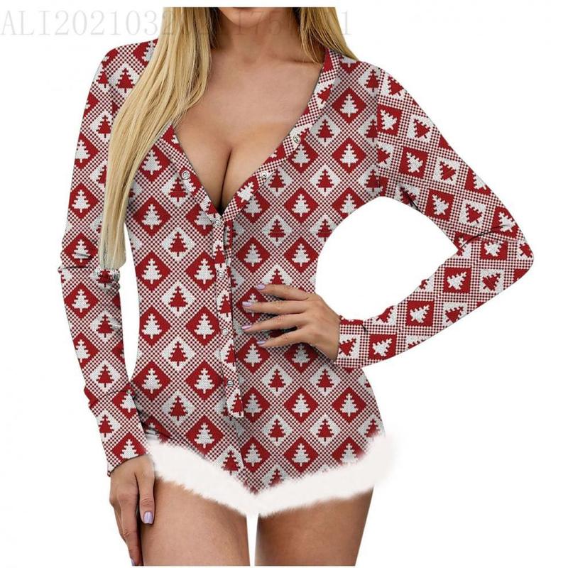 Women's One-Piece Pyjamas - Seasonal Style Onesie Cute Pyjamas Christmas Print Onesie