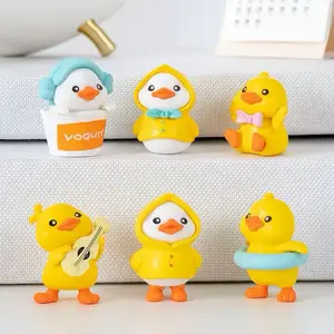 2026 Yellow Duck Desk Decor Set of 6PCS Cute Duck Car Dashboard Decorations, Rear View Mirror Ornament, Cute Cartoon Style Desk Companions Interior Accessories for Home Offices Cubicles Playful Charming Desktop Decoration
