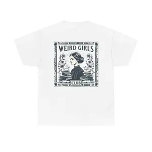Weird Girls Club T-Shirt, Vintage Style Cotton Tee, Statement Shirt for Book Lovers, Gift for Her, Feminist Apparel