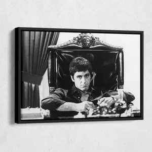 Tony Montana Scarface Poster Black and White Canvas Wall Art Home Decor Framed Poster Print Artwork Decoration