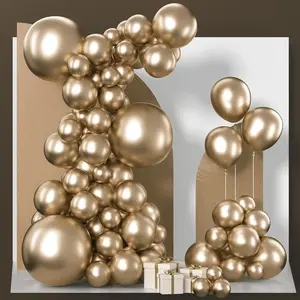 Chrome Gold Balloons, 100 pcs Gold Chrome Balloons Different Sizes Pack of 18 Inch 12 Inch 10 Inch 5 Inch for Balloon Garland or Arch as Birthday Decorations, Party Decorations, Gold-G127