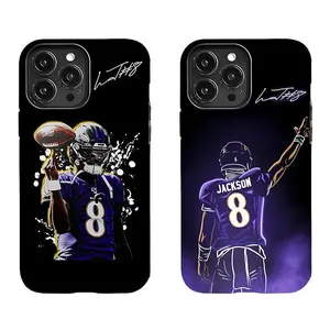 Lamar Jackson themed phone case, Ravens #8 element, suitable for iPhone 17-11 Pro Max/Plus and Samsung Galaxy S23-25.