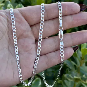 S925 Cuban 4MM Diamond Cut Real Silver 925 Italy