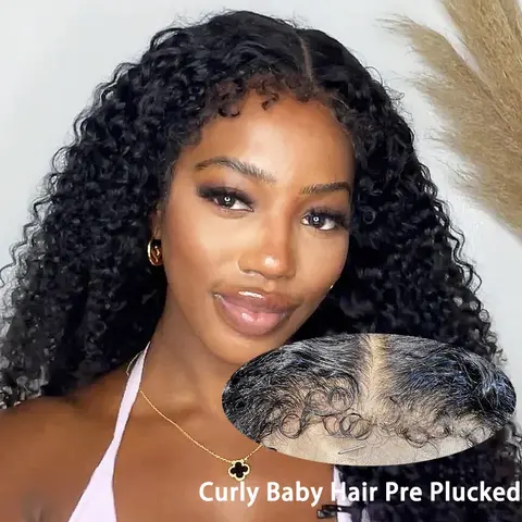 FACMOOD Women's 250 Density HD Human Hair Lace Front Wig, 13x4-13x6 Lace Size, 4c Edges, Afro Kinky Curly Style, On-Sale Curly Human Hair Wig, Human Hair Wigs
