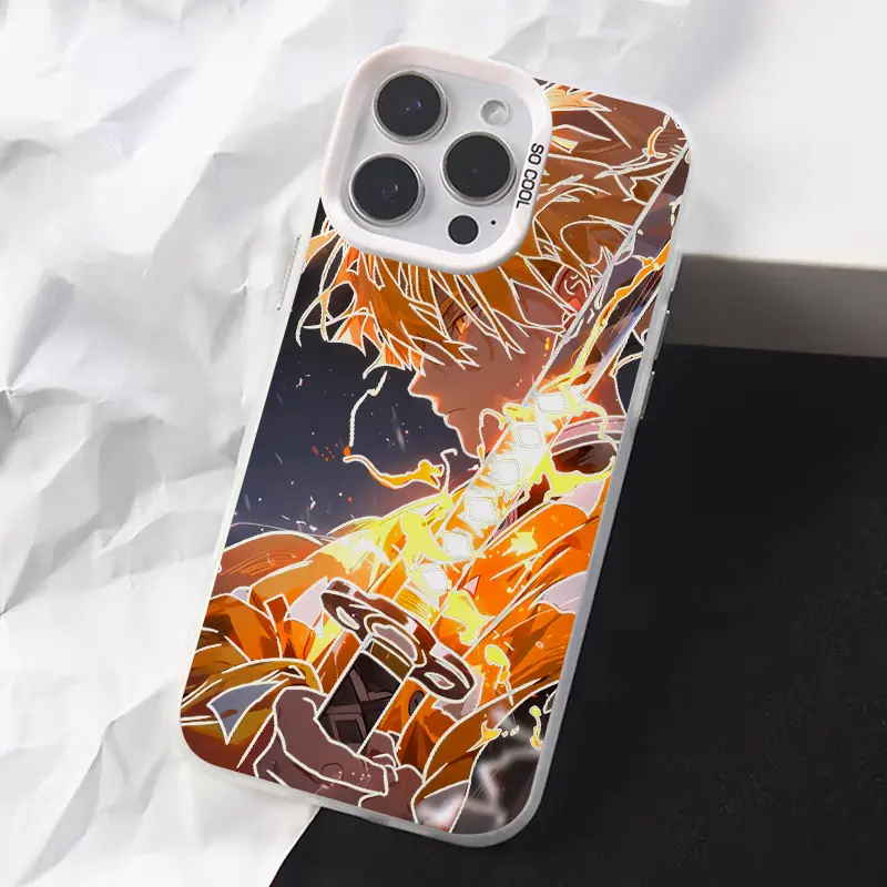 DS Anime-Style phone case for iPhone 17 16 15 14 17AIR 16E 13 12 11 Pro/Pro Max XS /7/8/plus/FE XR/X/XSMAX TPU+PC Material 2-In-1 And Drop Proof shockproof Metal Sparkle Phone Cases A gift for Agatsuma Zenitsu fans