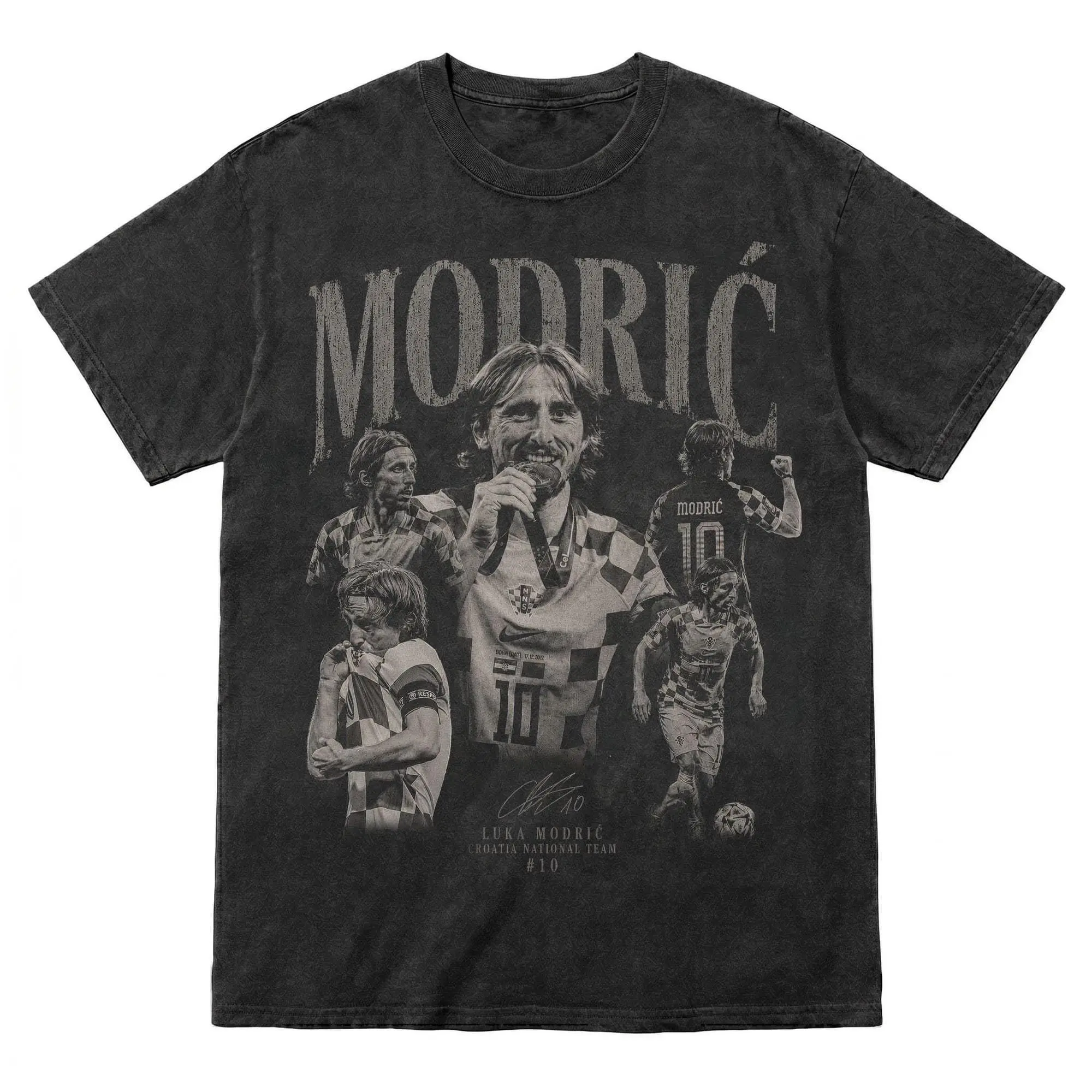 Luka Modric Vintage Bootleg Comfort Colors Shirt, Modric Graphic Tee, Croatia Soccer Retro Tee, Black White Football Shirt,  Fan Gift