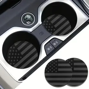 Patriotic American Flag Pattern Car Cup Holder Coasters, Durable Absorbent Design, Easy-To-Clean Car Accessory for Men & Women