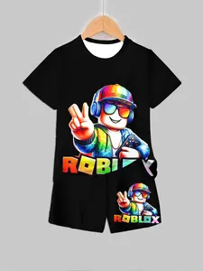 Luxury Game Style | Kids Set, Roblox Print, Skin-friendly 2-Piece Set, Casual Set