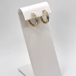 14K Gold-Plated Small Hoop Earrings - Everyday Wear Cz Details