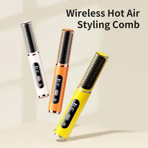 Wireless Hot Air Comb with Dual MCH Ceramic Technology Five Personalized Heat Settings for Fine to Coarse Hair 60 Minute Runtime and 4000mAh Battery for Long Lasting Voluminous Style