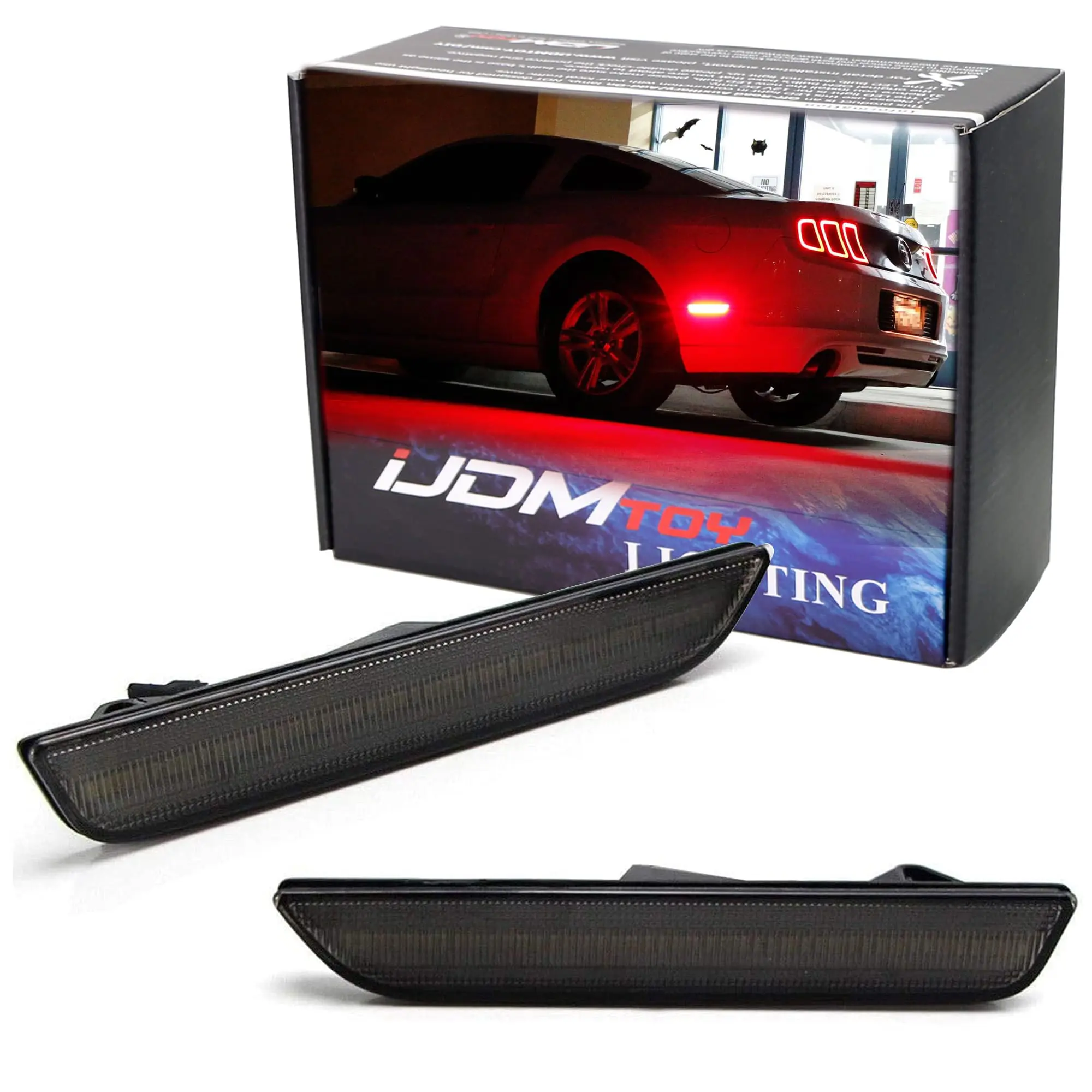 iJDMTOY Smoked Lens Red Full LED Rear Side Marker Light Kit For Ford 2010-14 Mustang, Powered by 45-SMD LED