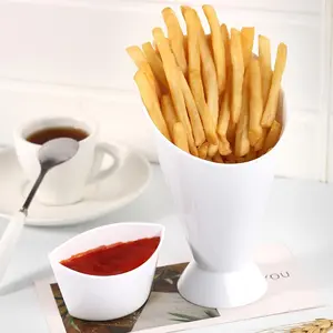 White Plastic Striped Bowl And Cup 2pcs Set