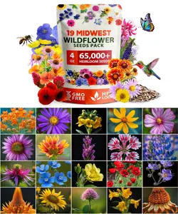 Midwest Wildflower Seeds Mix 4oz | 65,000 Non-GMO, USA Sourced, High Germination Rate | Heirloom Pollinator Flowers Seed Mix | Wild Flower Seeds Bulk | Covers 500 sq. ft. perennial flower seed