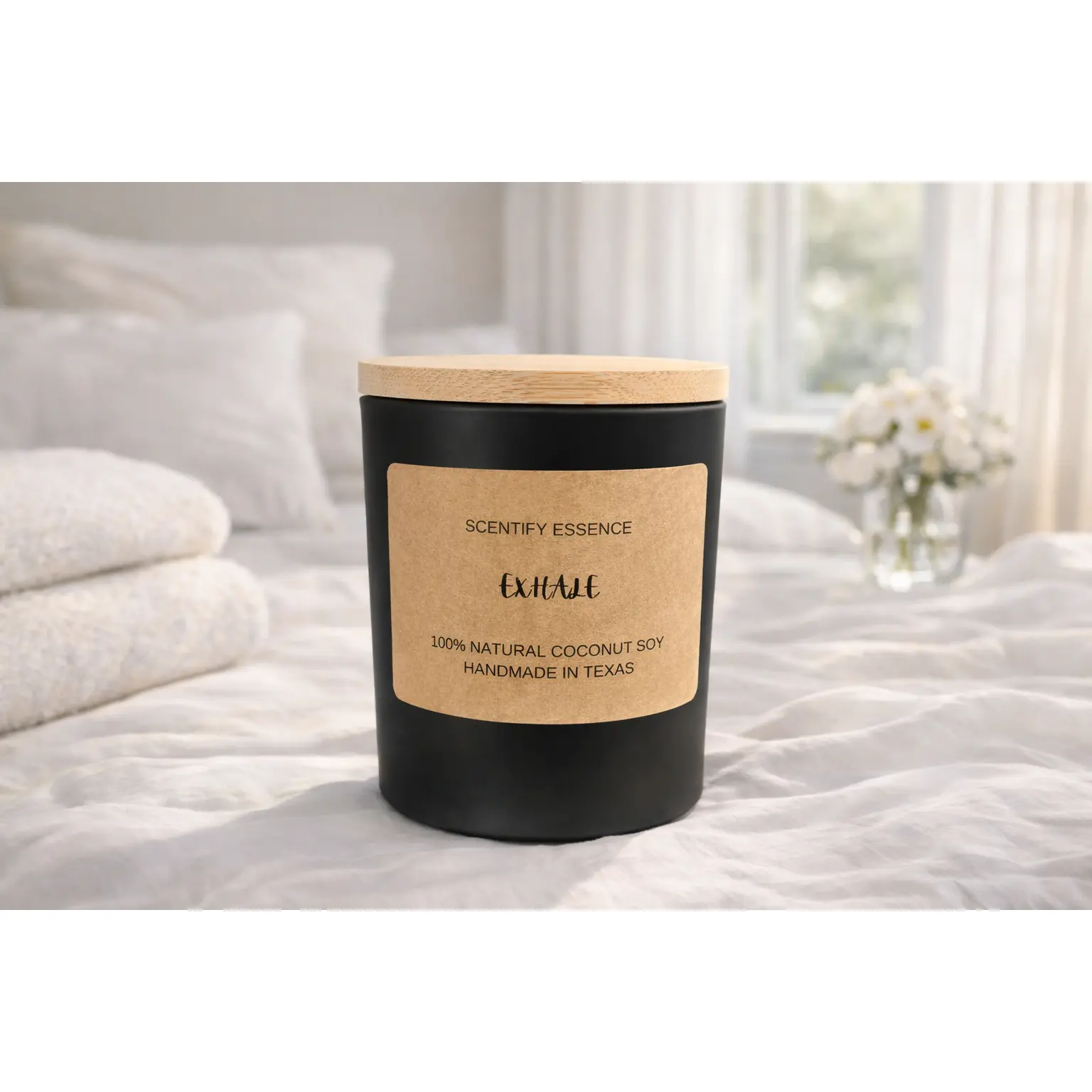 Exhale Clean Cotton Candle | Fresh Linen Scented Soy Candle for Relaxation