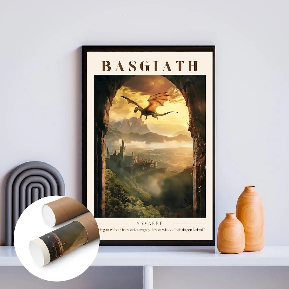 Basgiath War College Emblem Unframed Poster - Rebecca Yarros Fourth Wing Bookish Art Print - Book Nook Corner Decor - Trending Booktok Fantasy Poster