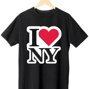 I Love NY NEW YORK Crew Neck Tshirt - I Love NY NEW YORK Crew neck Shirt - Crew Neck Tshirt Black, White & Red. Streetwear Comfortable Top Womenswear