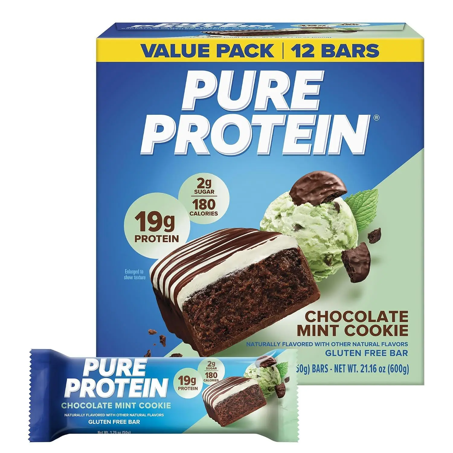 Pure Protein Chocolate Deluxe Protein Bars, 21g Protein, Gluten Free, 12 Ct
