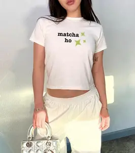 Funny Matcha  Micro Rib Baby Tee, Matcha Lover Shirt, Y2K Graphic Tee, Cute Matcha Tea Tops, Trendy Fitted Shirt, Green Tea Gift for Women, Cafe Outfit summervibes☀️