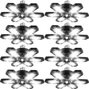 LED Garage Lights, Deformable Best Garage Light Ceiling LED Shop Lights, 150W E26/E27 LED Light Garage Lighting with 6 Adjustable Panels Garage Bulb for Basement, Attic 1/2/4 PACK