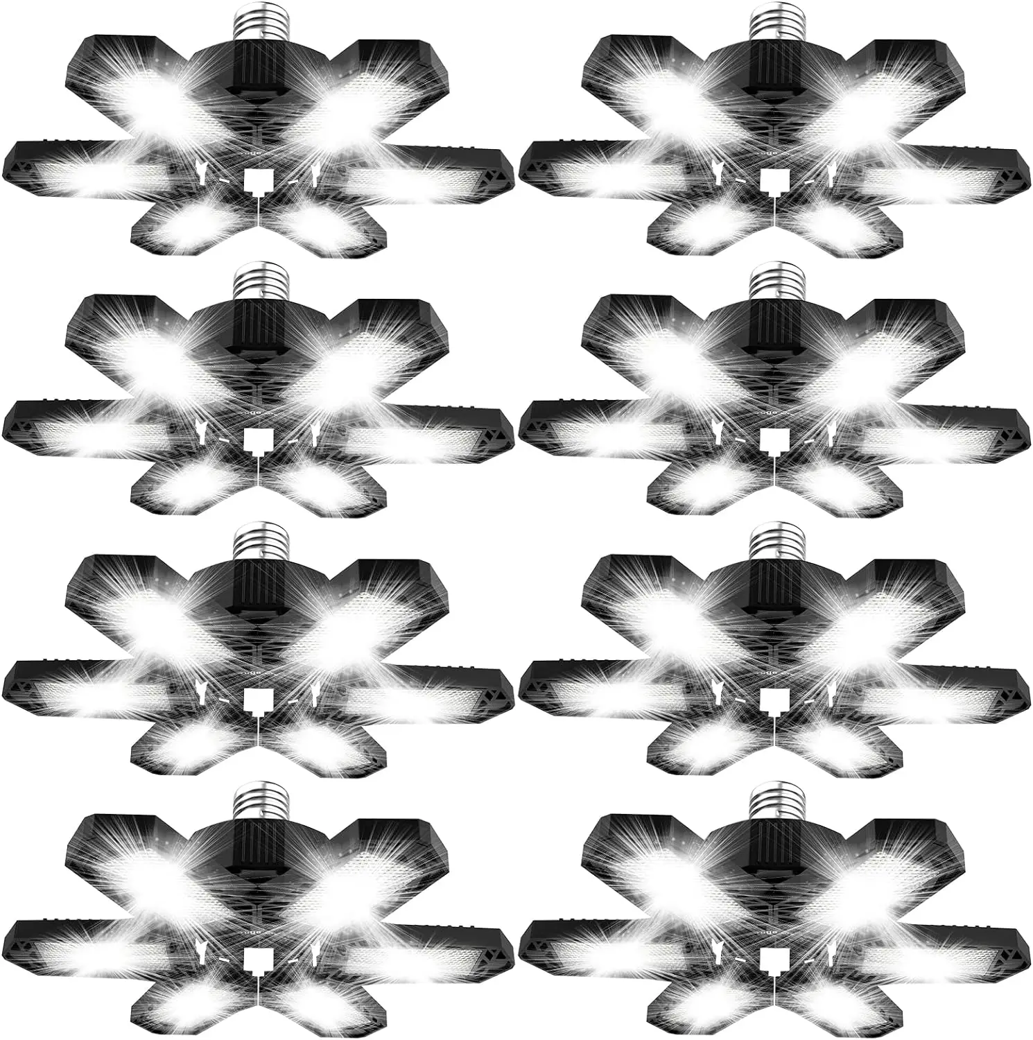 LED Garage Lights, Deformable Best Garage Light Ceiling LED Shop Lights, 150W E26/E27 LED Light Garage Lighting with 6 Adjustable Panels Garage Bulb f