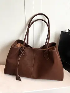 Retro Maillard-style underarm tote bag, casual and versatile trendy one-shoulder handbag, simple matte texture one-shoulder commuter bag, suitable for commuting, daily matching and other scenarios, Casual Handbag Satchel