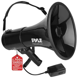 Pyle PMP53iN Megaphone PA Speaker with Built-in Siren Mode - 50-Watt Power Output, 1700-Yard Projection, Ergonomic Grip, Battery Operated