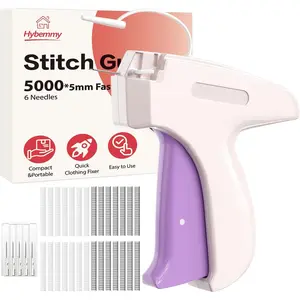 Portable Handheld Stitch Gun for Clothes, Quick Clothing Fixer Tagging Gun Includes 2500 Black & 2500 White Fasteners with 6 Needles, White