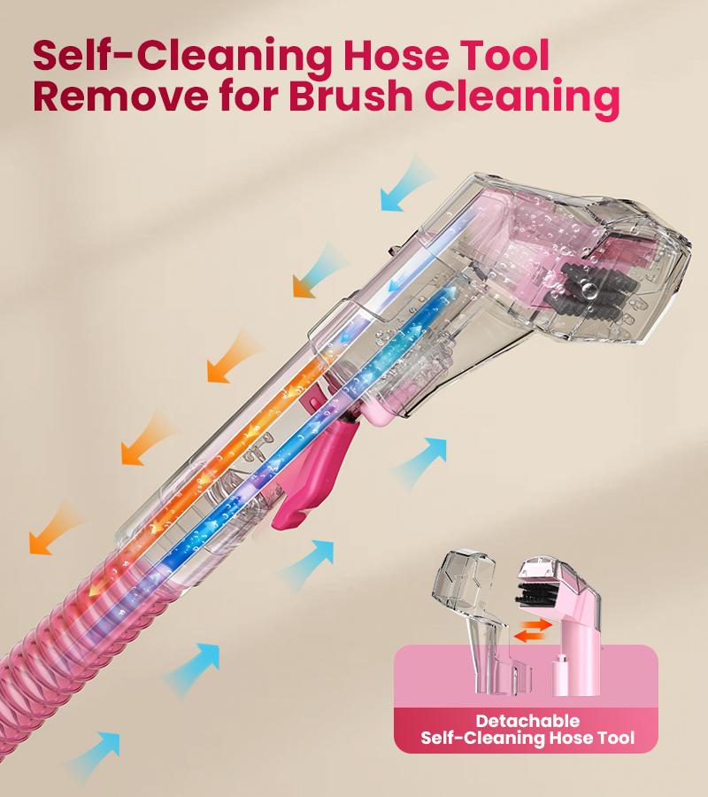 [Memorial Day Sale] Upholstery Carpet Vacuum Cleaner, 18KPa Suction Spot Cleaning Machine for Pet Stains, Carpets, Sofa, Car Seats, Mattress, with 3 Multipurpose Cleaning Tools, 6'' Deep Cleaning Brush | Portable 3-in-1 Little Pink C9S pet lovers
