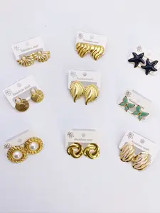 18K Gold Plated Stainless Steel Stud Earrings for Women, Hypoallergenic Non Tarnish Vintage Boho Pearl Earrings for Daily Vacation Wear, Tear Drop Earring
