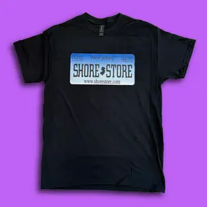 Shore Store License Plate T-Shirt blue | Official Jersey Shore Tee | Exit 82 New Jersey Graphic Tee | Classic Black Unisex Summer Shirt | Shore Store Original | Sizes S to 5XL men gifts Shortsleeve Soft