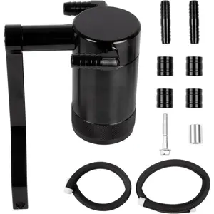 Oil Catch Can 5.7L 6.4L HEMI Compatible with 2011-up Dodge Charger Challenger Chrysler 300 Jeep Grand Cherokee, Z-Bracket Tech and Billet Aluminum Oil Separator Tank (Black)
