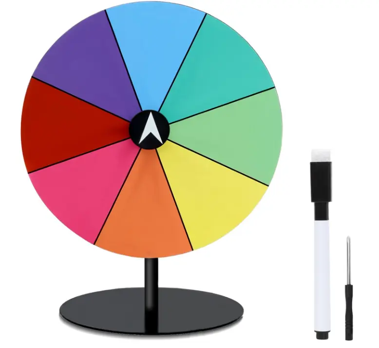 Airpark Prize Wheel Dry Erase 8 Inch Spinning Wheel for Prizes All Metal Tabletop Roulette Wheel of Fortune for Party Birthday Wedding Housewarming Christmas New Year Graduation and Carnival Games