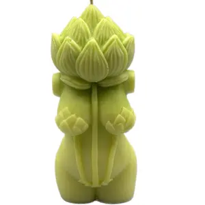 Lotus Girl Candle - Green Decorative Candle for Home and Office