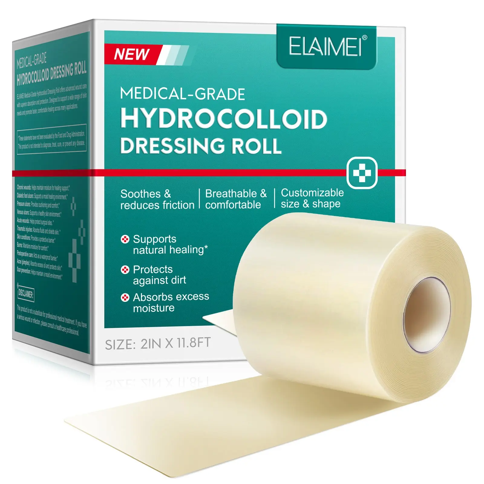 Elaimei Hydrogel Bandage 5cmx3.6m, Skin Care Patch, Scar Tape for Face, Prevents Dirt, Reduces Friction, Breathable and Comfortable, Protects Skin, Healing, Scar Tape Scars